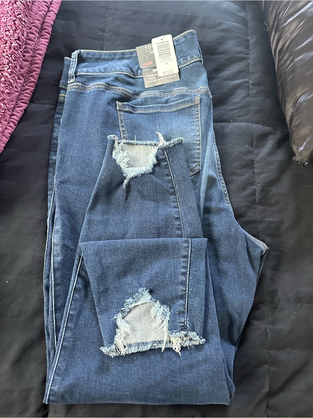 torrid Dark Blue Distressed Skinny Jeans